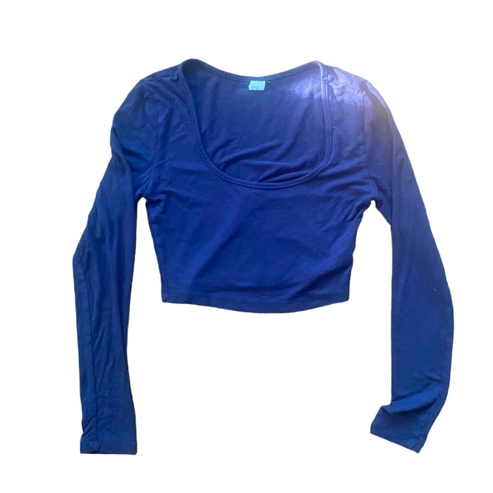 Navy Long Sleeve Cropped Tee XS